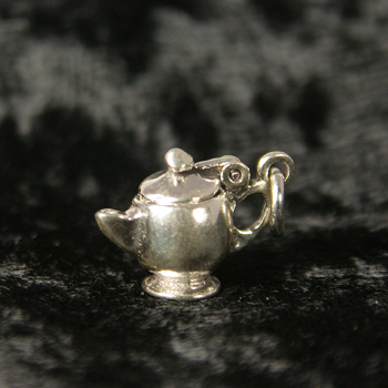 Charms & Charm Holders: Sterling Silver Ornate Teapot Charm Holder